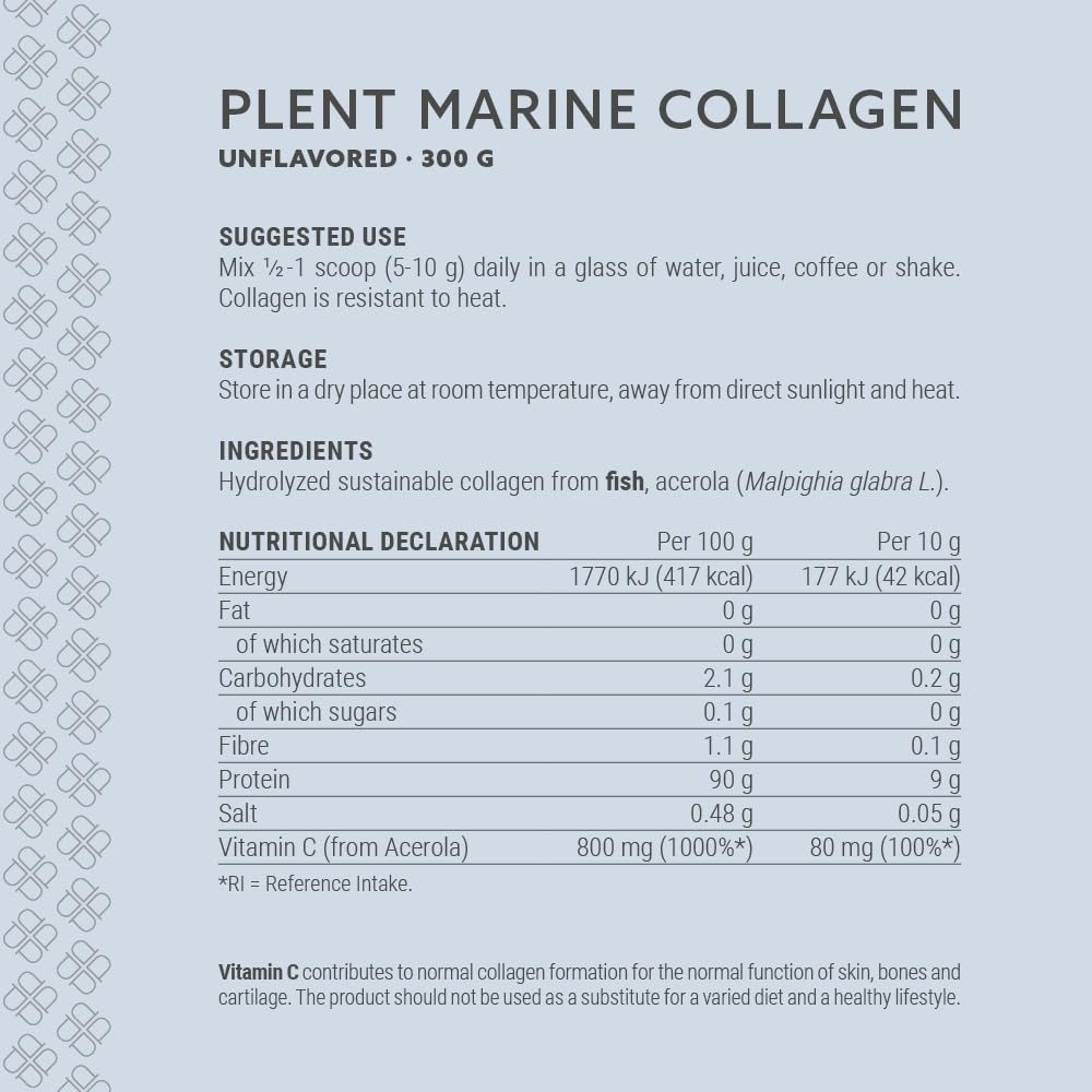 Plent Pure Marine Collagen Unflavored - Stay Beautiful - 5G Daily - Collagen Peptides - 300g Plent buy supplements canada