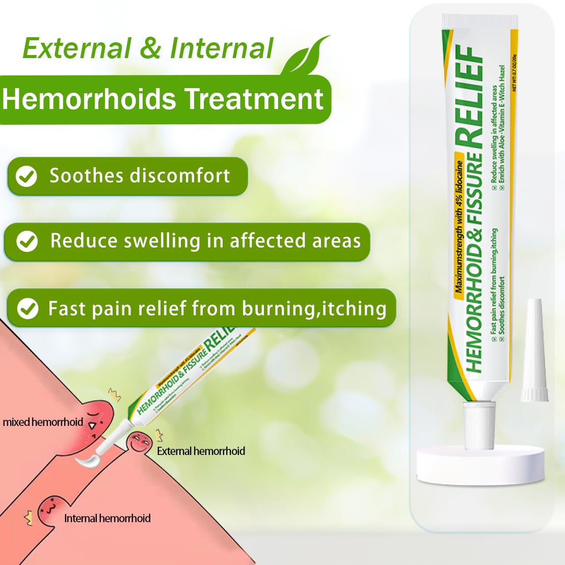 CainNeks Hemorrhoid & Fissure Relief Ointment 20g– 4% Lidocaine Maximum Strength Hemorrhoid Cream, Fast Itching Burning Swelling Relief, Herbs Fast Acting Ingredients. 0.7 oz. CainNeks buy supplements canada