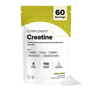 Complement Creatine Monohydrate Micronized Powder for Women and Men (5g, 60 Servings) Pre Workout, Post Workout, Muscle Recovery, Brain Health, Longevity- Vegan, Unflavored Complement buy supplements canada