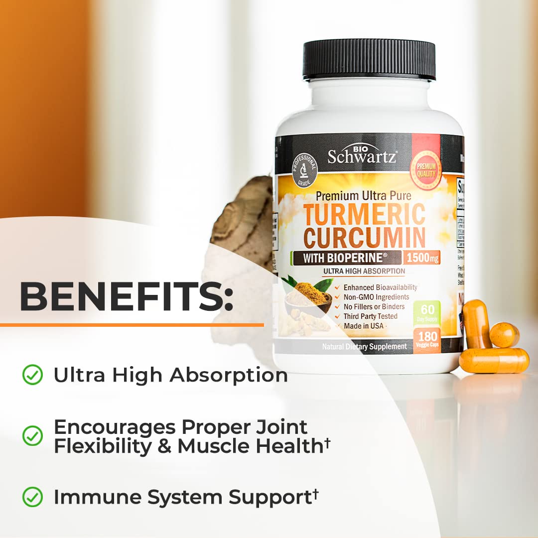 Turmeric Curcumin with Black Pepper Extract 1500mg - High Absorption BioSchwartz buy supplements canada
