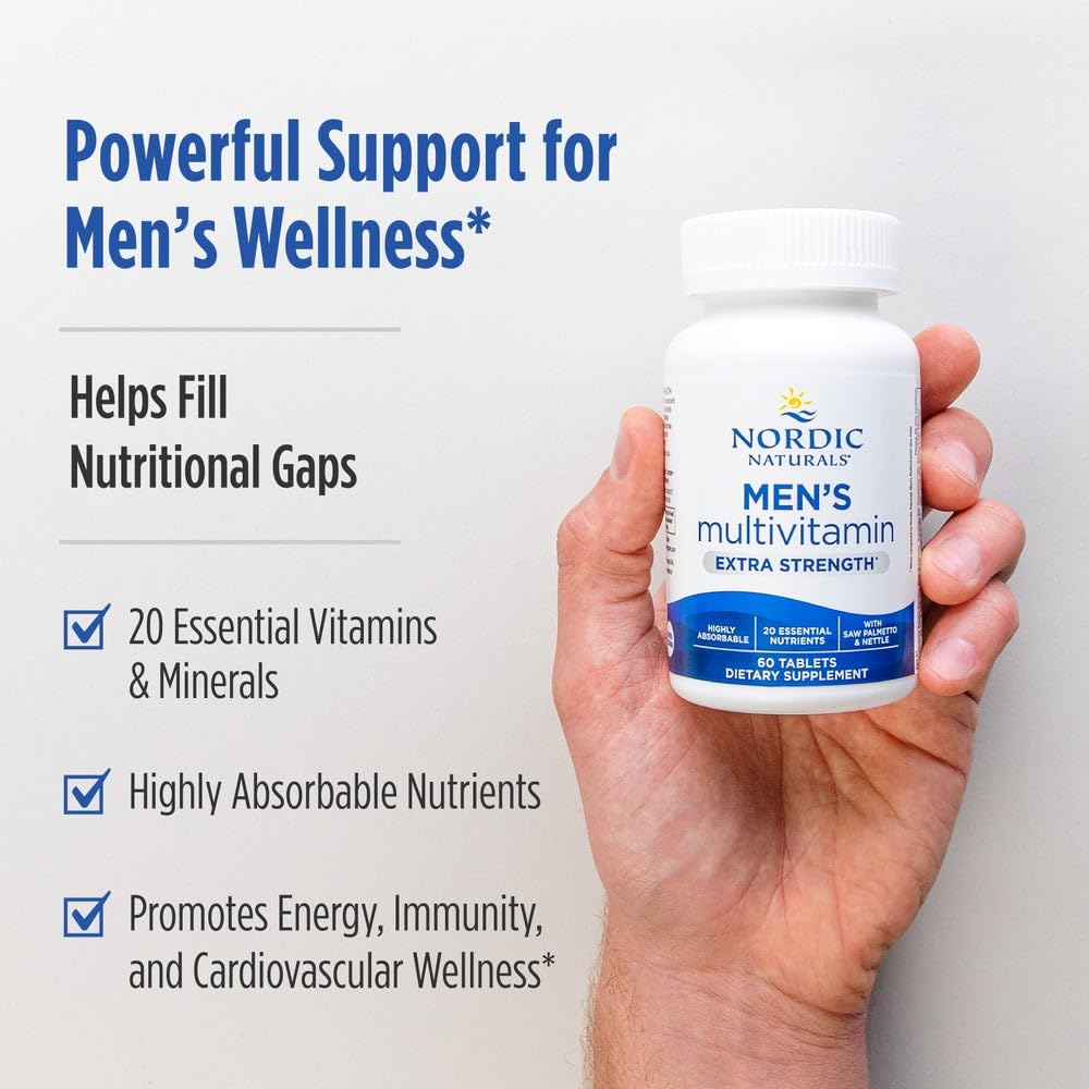 Nordic Naturals Men’s Multivitamin Extra Strength - Bone, Energy, & Blood-Vessel Support - Immunity Supplement - 20 Essential Nutrients - 60 Tablets - 30 Servings Nordic Naturals buy supplements canada