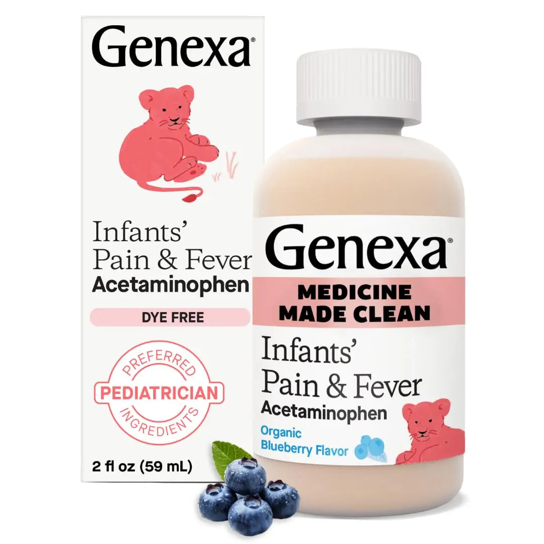Genexa Infants' Clean Acetaminophen | Pediatrician Preferred Ingredients | Pain Reliever & Fever Reducer for Babies | Dye Free, 0% Artificial Additives | Delicious Organic Blueberry Flavor, 2 fl oz Genexa buy supplements canada