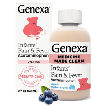 Genexa Infants' Clean Acetaminophen | Pediatrician Preferred Ingredients | Pain Reliever & Fever Reducer for Babies | Dye Free, 0% Artificial Additives | Delicious Organic Blueberry Flavor, 2 fl oz Genexa buy supplements canada