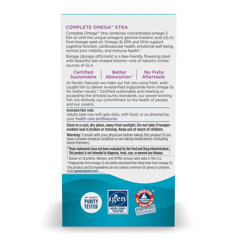 Nordic Naturals Complete Omega Xtra, Lemon - 60 Soft Gels - 1360 mg Omega-3 + 76 mg GLA - Healthy Skin - Cognition - Non-GMO - 30 Servings Nordic Naturals buy supplements canada