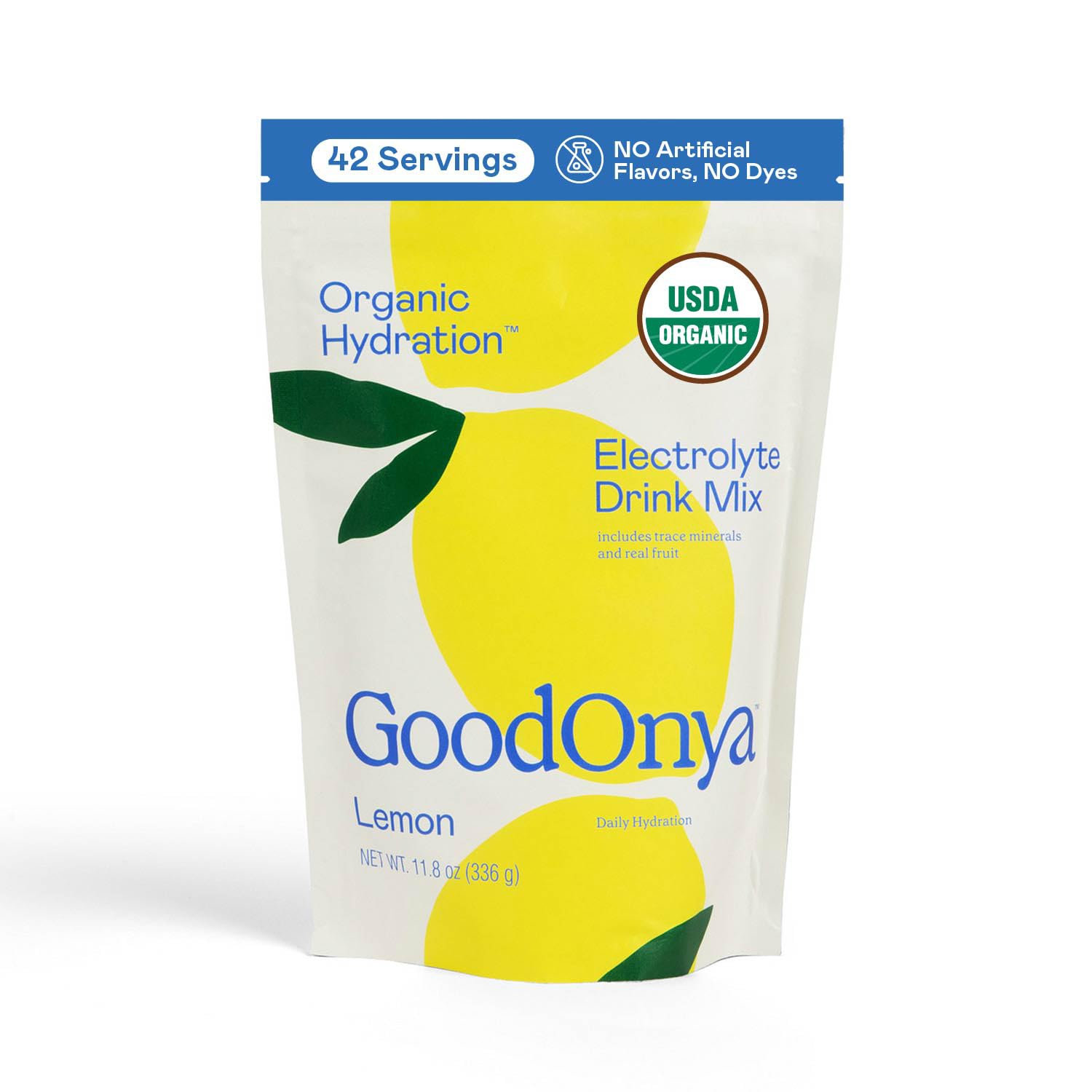 GOODONYA Organic Hydration Electrolyte Drink Mix, Certified Organic Hydration Powder, Non-GMO, Biochecked Glyphosate Free, Low Sugar, Lemonade Flavor, GOODONYA buy supplements canada