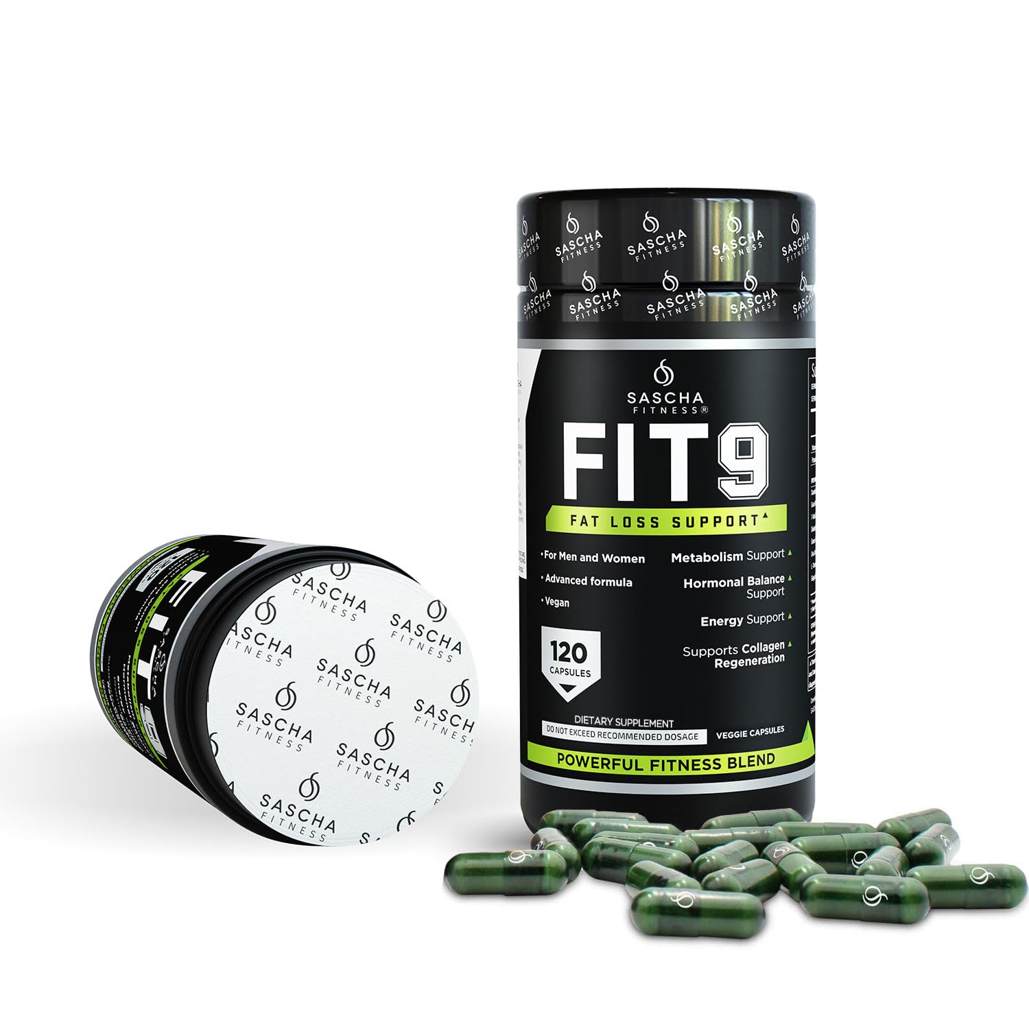Sascha Fitness Fat Loss pills | Collagen support | Fluid Balance | FIT9 Ingredients: 7Keto + Uva Ursi, Gotu Kola, L-Theanine,Gingko Biloba,DIM,Green Tea | Weight Loss Supplements-Vegan-120 Natural Cap SASCHA FITNESS buy supplements canada
