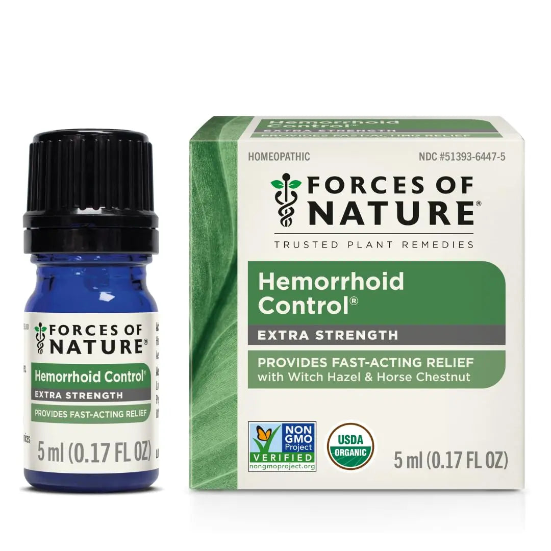 Forces of Nature Hemorrhoid Control Extra Strength, Organic Homeopathic Medicine with Witch Hazel, Horse Chestnut, and Soothing Essential Oils for Itching, Swelling & Discomfort, 5ml (0.17 fl oz) Forces of Nature buy supplements canada