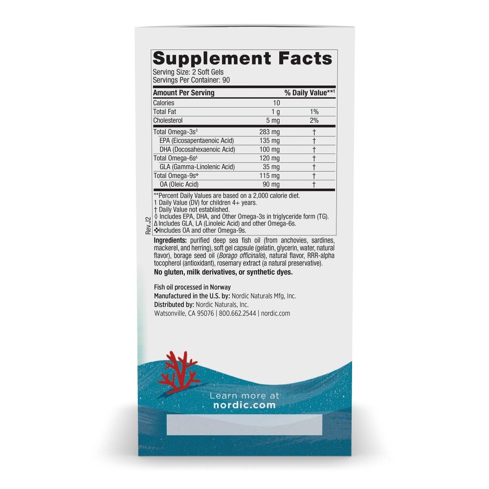 Nordic Naturals Complete Omega Jr., Lemon - 180 Mini Soft Gels - 283 mg Total Omega-3s & 35 mg GLA - Healthy Cognition, Nervous System Function - Non-GMO - 90 Servings Nordic Naturals buy supplements canada