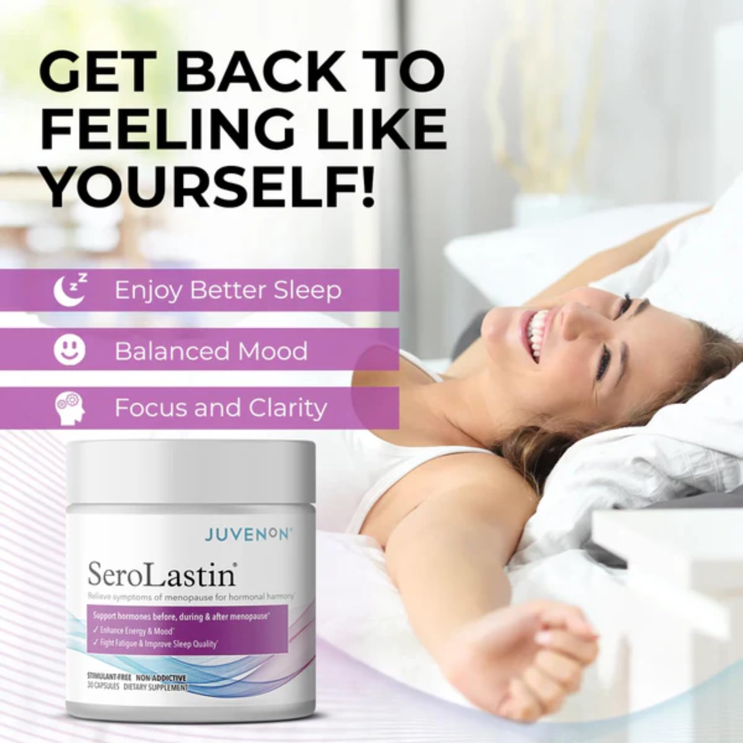Juvenon Menopause Supplements for Women Mood Support, Hot Flashes Relief, Peri-Menopausal Support, Hormone Balance, Promote Calm, Energy, Clarity, Sleep, Natural Herbal Supplement, (30 Capsules) Juvenon buy supplements canada