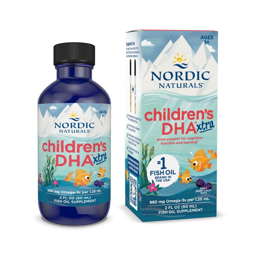 Nordic Naturals Children’s DHA Xtra, Berry Punch - 2 oz for Kids - 880 mg Total Omega-3s with EPA & DHA - Cognitive & Immune Function, Learning, Social Development - Non-GMO - 48 Servings Nordic Naturals buy supplements canada