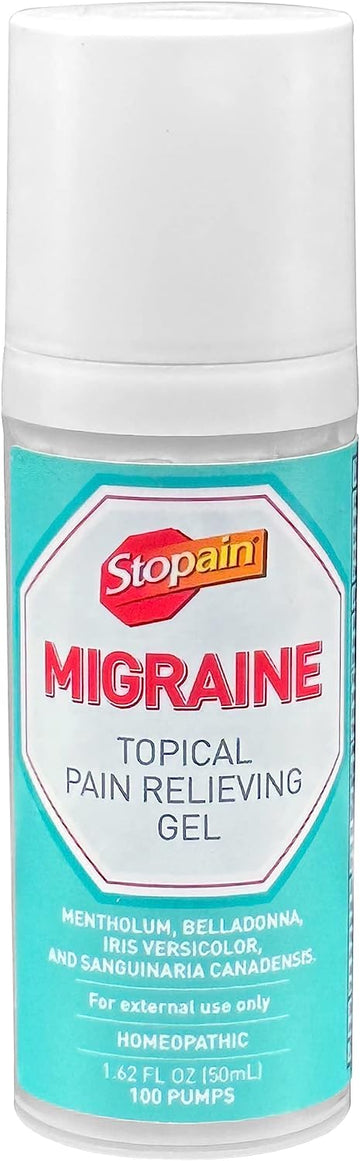 Stopain Migraine Pain Relief Gel Pump, 1.62oz, USA Made, Max Strength Fast Acting Research Proven Topical Effective at Any Stage, No Known Side Effects or Drug Interactions, HSA FSA Approved Products Stopain buy supplements canada