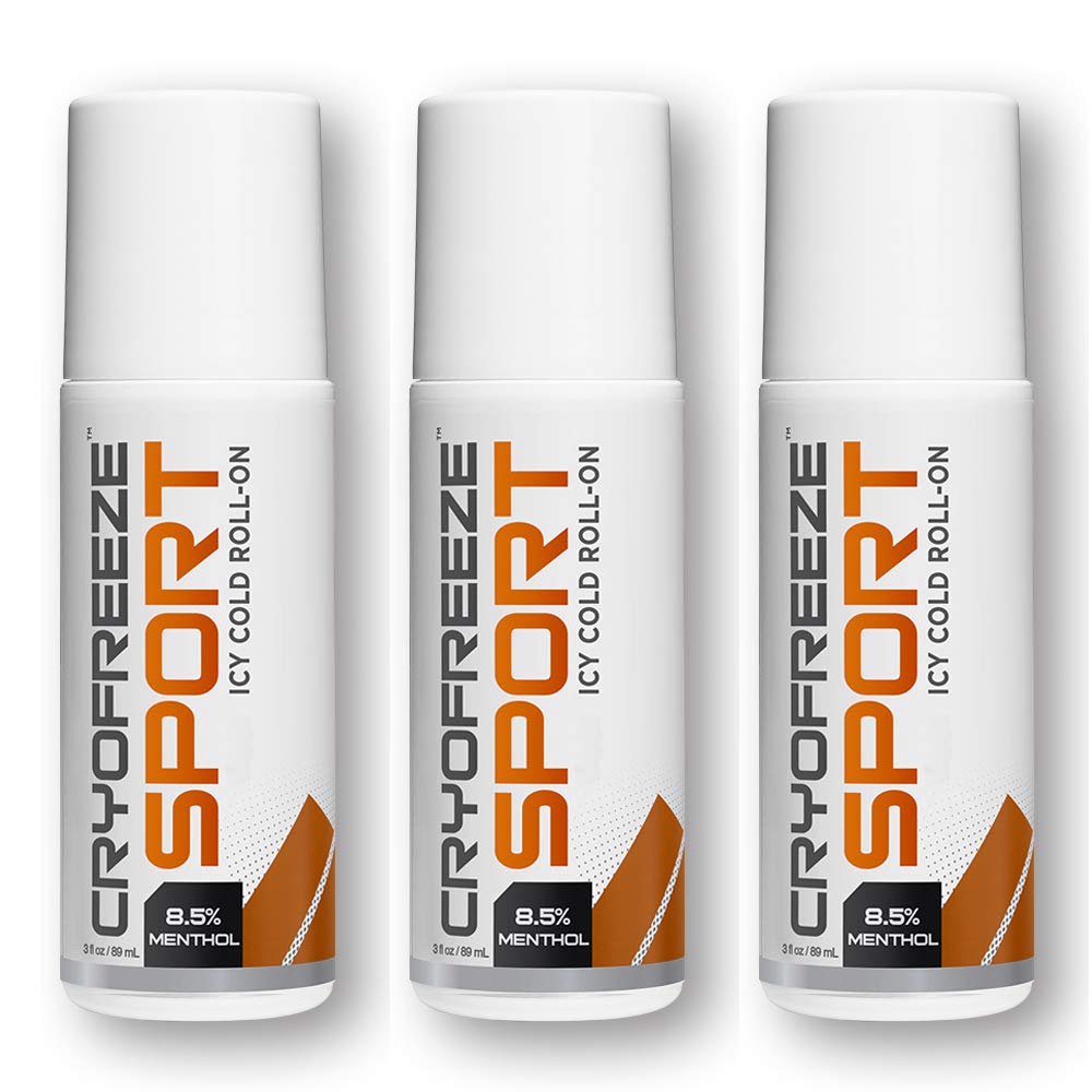 OMAX 3 Bottles CryoFreeze Sport ICY Cold Pain Relief Roll-On, 8.5% Menthol, Natural Pain Relief - 3 Bottles (3 oz Each) OMAX buy supplements canada