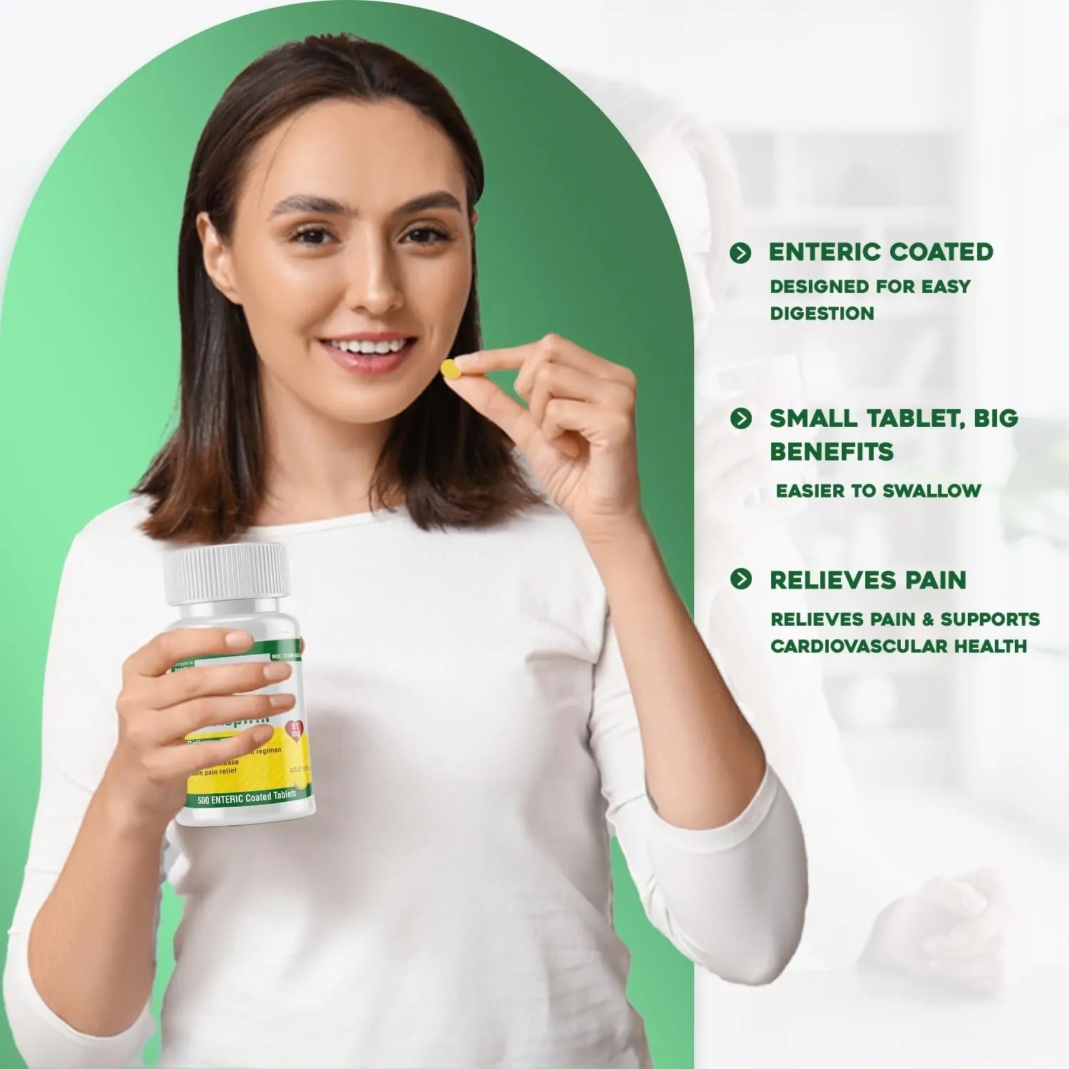 Safrel Generic Bayer Baby Aspirin 81 mg (500 Enteric Coated Tablets) | Adult Low Dose Strength Safe Pain Reliever (NSAID) for Minor Aches | Value Pack Safrel buy supplements canada