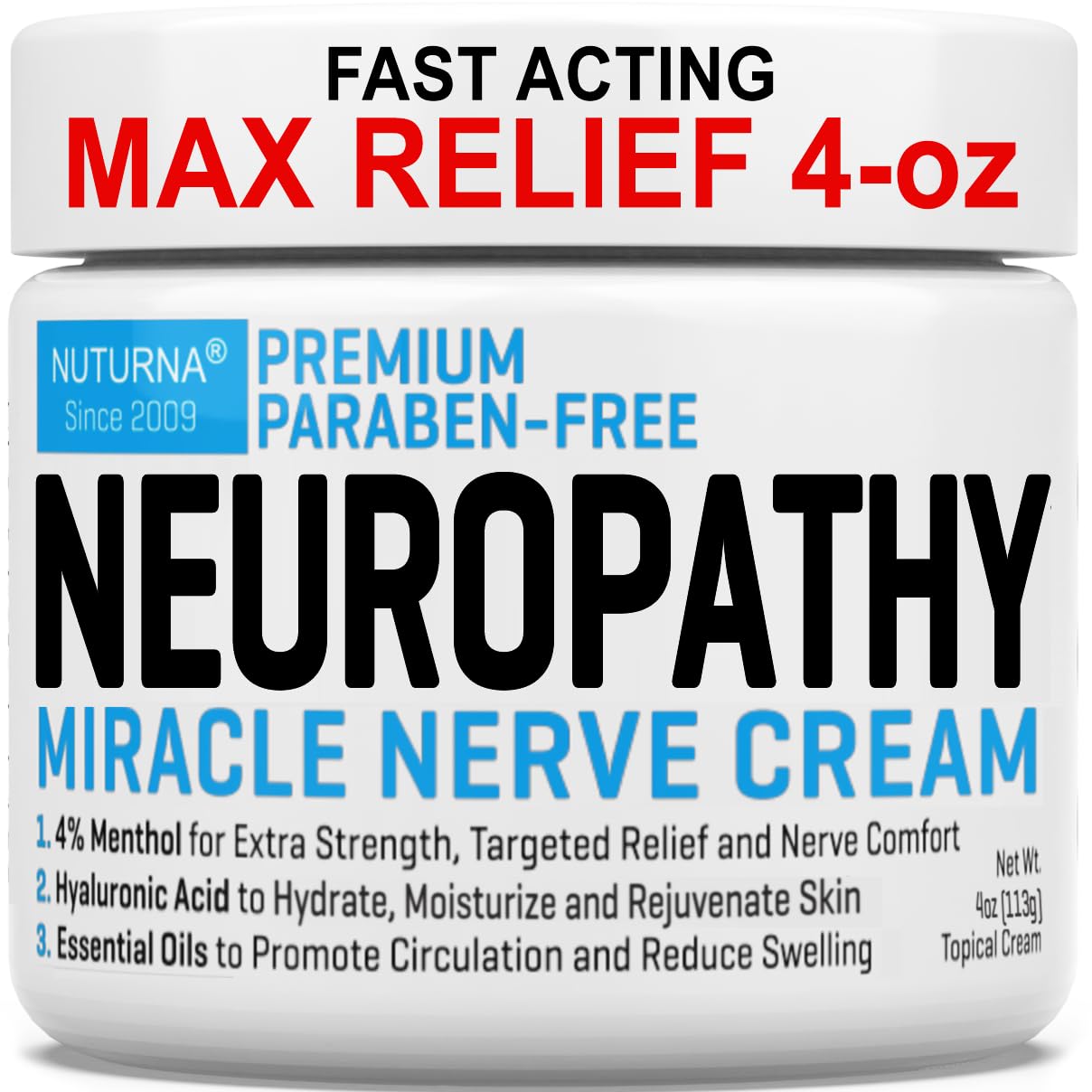 Neuropathy Nerve Relief Cream - Premium Nerve Cream 3X Action for Targeted Relief and Soothing Nerve Comfort - Maximum Strength with 4% Menthol Arnica MSM for Feet Hands Legs Toes & Back - Large 4 Oz Nuturna buy supplements canada