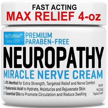 Neuropathy Nerve Relief Cream - Premium Nerve Cream 3X Action for Targeted Relief and Soothing Nerve Comfort - Maximum Strength with 4% Menthol Arnica MSM for Feet Hands Legs Toes & Back - Large 4 Oz Nuturna buy supplements canada