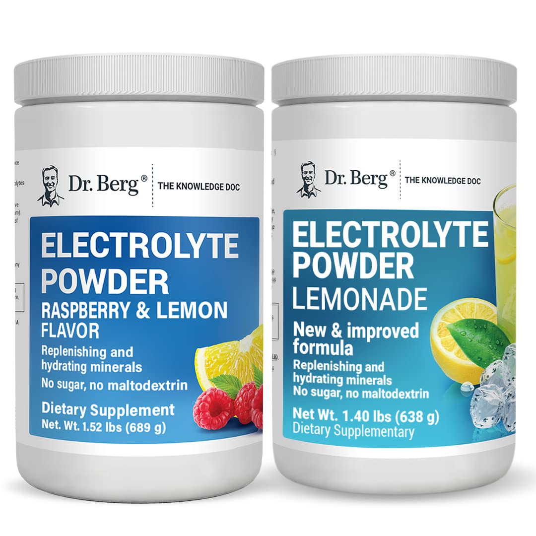 Dr. Berg's Electrolyte Powder 100 Servings Bundle - Raspberry Lemon & Lemonade Dr. Berg Nutritionals buy supplements canada