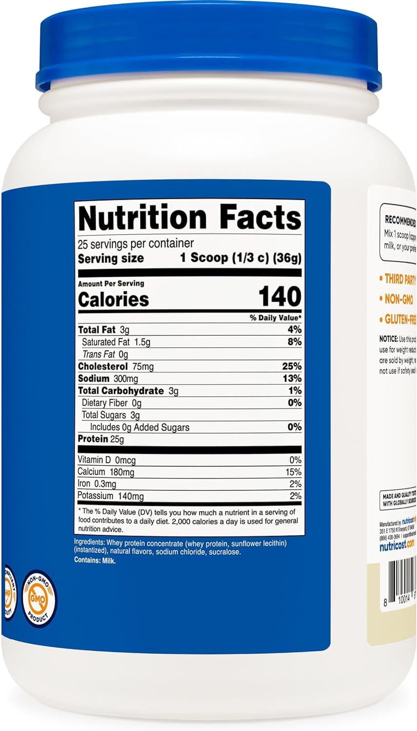 Nutricost Whey Protein Concentrate (Vanilla) 2LBS Nutricost buy supplements canada