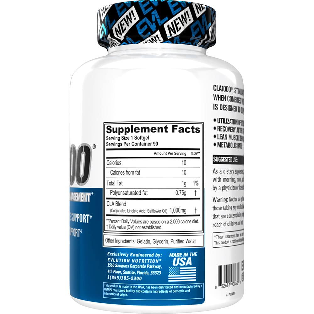 Conjugated Linoleic Acid CLA Pills - CLA 1000mg Diet Pills to Support Weight Loss Fat Burning Evlution buy supplements canada