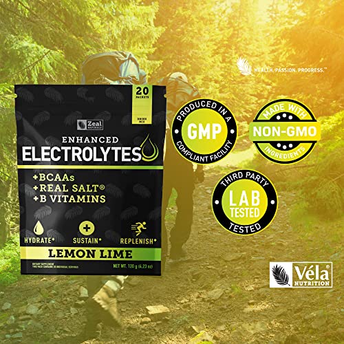 Enhanced Electrolyte Powder Stick Packs (Lemon Lime - 20 Packets) Sugar Free Zeal Naturals buy supplements canada