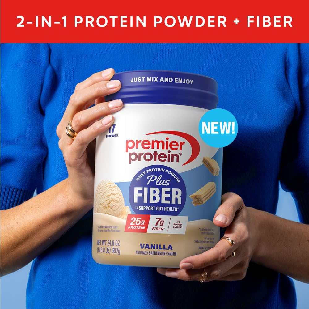 Premier Protein Powder Plus Fiber, Vanilla, 25g Protein, 7g Fiber to Support Gut Health, No Added Sugar (17 Servings) Premier Protein buy supplements canada