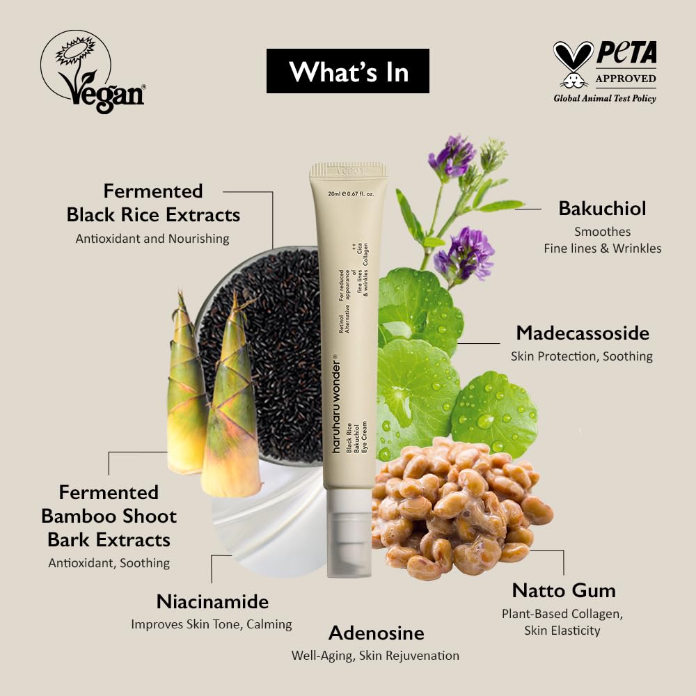 Haruharu Wonder Black Rice Bakuchiol Eye Cream 0.67 fl.oz / 20ml | Anti-Aging, Wrinkle Care, Natural Retinol Alternative HARUHARU buy supplements canada