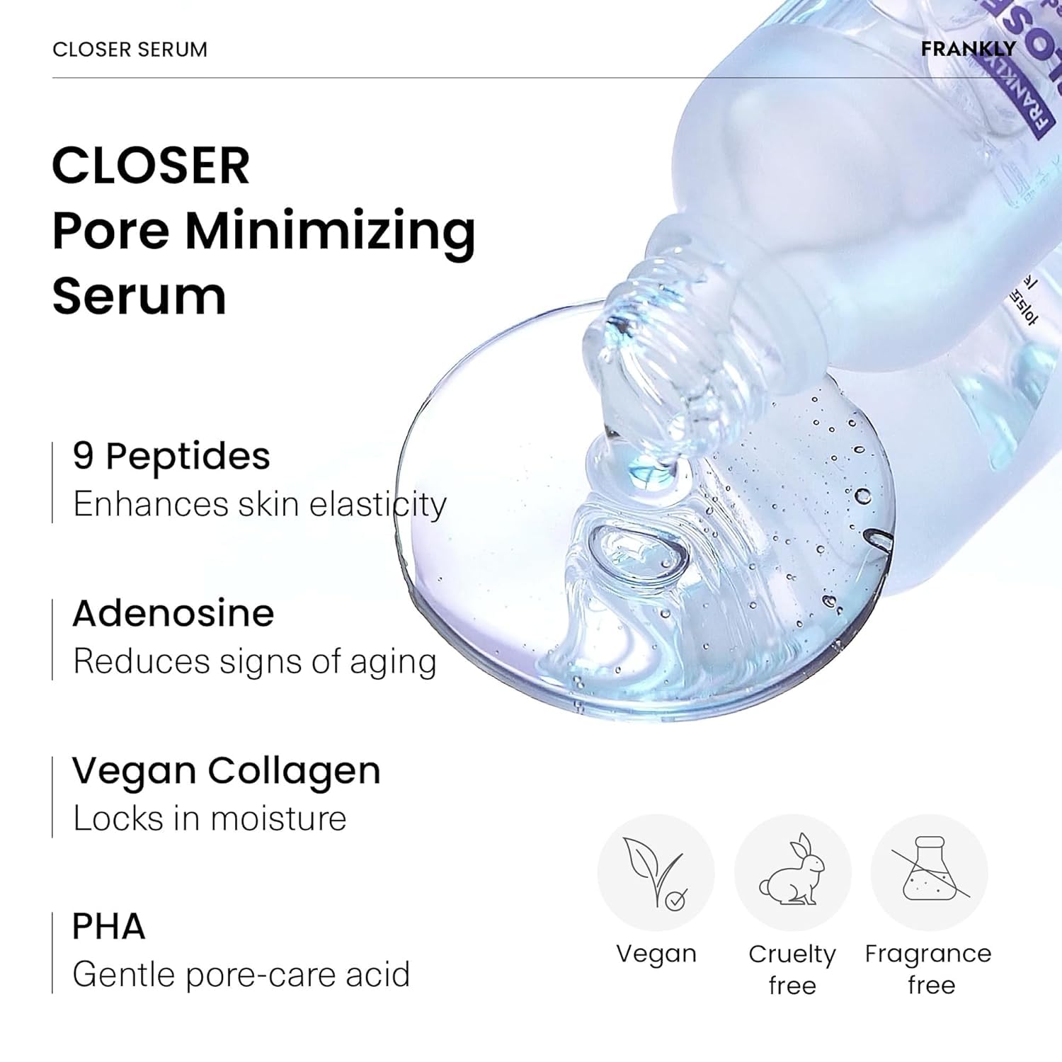 FRANKLY Closer Serum | Pore Minimizer Serum | 9 Peptides, Vegan Collagen, Adenosine, PHA | Korean Pore Minimizer for Glass Skin FRANKLY buy supplements canada