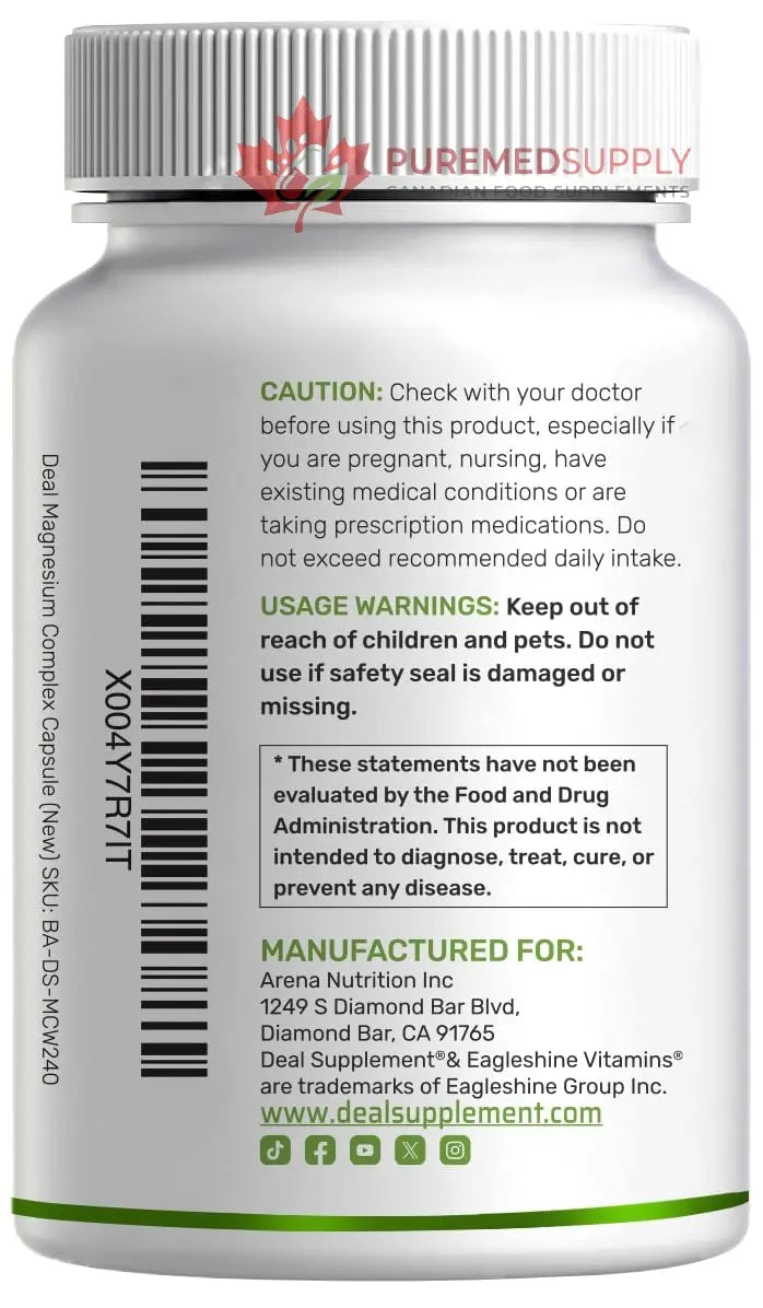 12‑in‑1 Magnesium Complex for Women 1,000 mg, 240 Vegetarian Capsules | Magnesium Glycinate, Citrate, Malate, Taurate, Orotate, Oxide & More | Chelated & Purified for Better Absorption DEAL SUPPLEMENT buy supplements canada