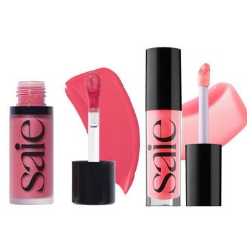Saie Dewy Glow Duo - Dew Liquid Blush - (.40 oz, Flirty), Glossybounce Lip Gloss-Oil Hybrid (.17 oz, Burst) - Hydrating, Vegan Makeup for Radiant Cheeks & Lips Saie buy supplements canada
