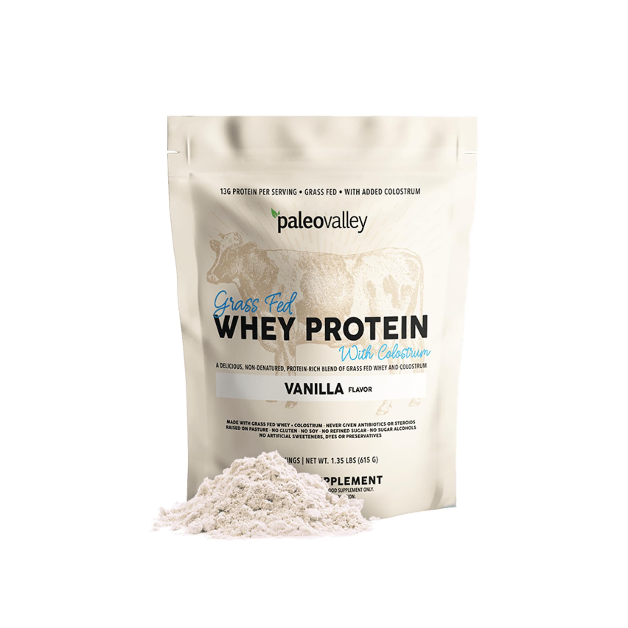 Paleovalley 100% Grassfed Whey Protein Powder with Colostrum, 30 Serving - Vanilla, 13g Protein, Muscle Building, Immune Support, Gut Health Paleovalley buy supplements canada