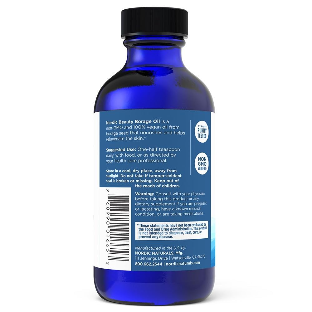 Nordic Naturals Nordic Beauty Borage Oil, Unflavored - 4 Ounces - Borage Seed Oil, Unique Omega-6 for Healthy and Hydrated Skin, 480 Milligrams of GLA - Non-GMO - Vegan, 48 Servings Nordic Naturals buy supplements canada