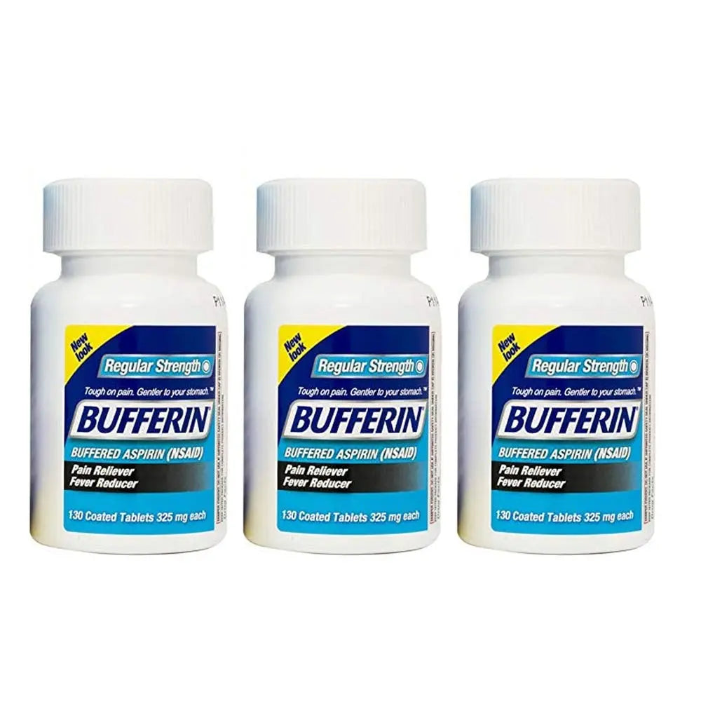 Bufferin Buffered Aspirin (NSAID) Coated Tablets Pain Reliever/Fever Reducer 130 ea (Pack of 3) Bufferin buy supplements canada
