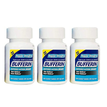 Bufferin Buffered Aspirin (NSAID) Coated Tablets Pain Reliever/Fever Reducer 130 ea (Pack of 3) Bufferin buy supplements canada