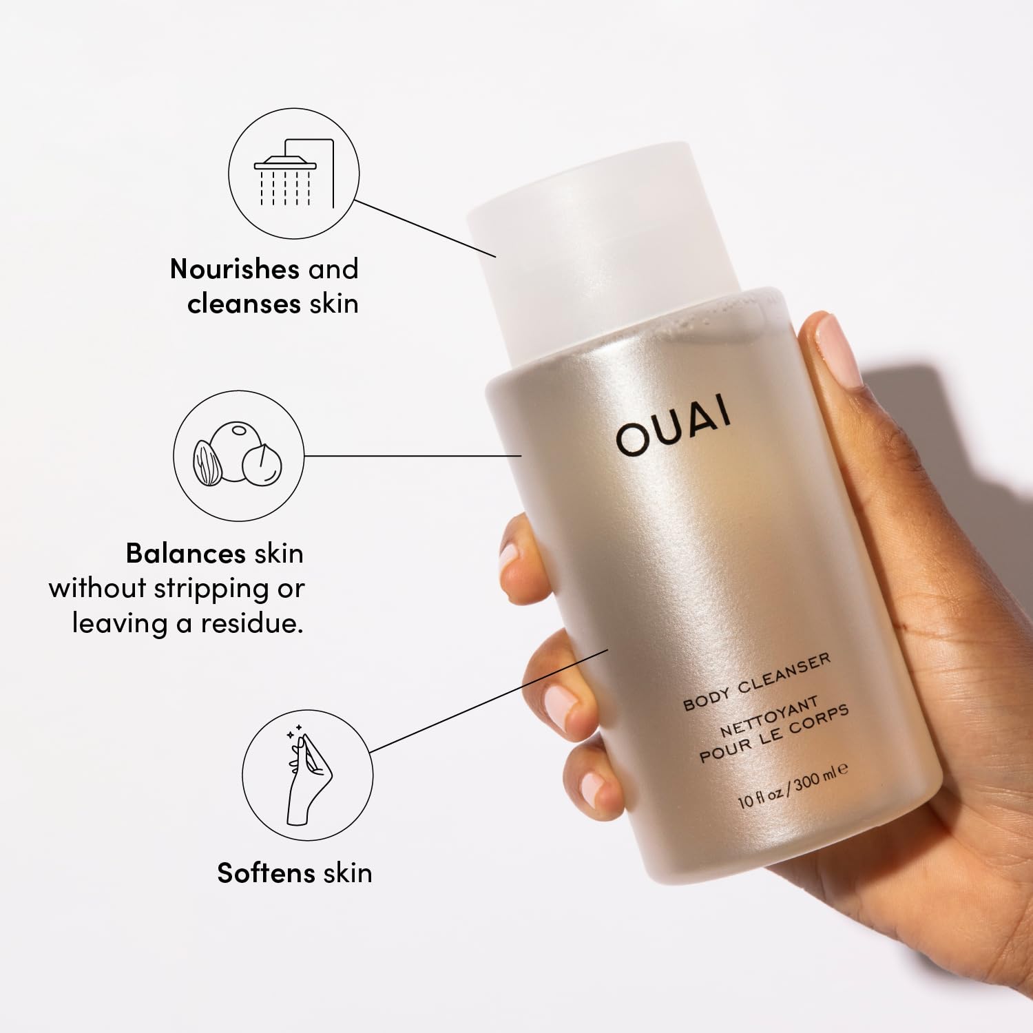 OUAI Body Cleanser, Dean Street - Foaming Body Wash with Jojoba Oil and Rosehip Oil to Hydrate, Nurture, Balance and Soften Skin - Paraben, Phthalate and Sulfate Free Skin Care Products (10 Fl Oz) OUAI buy supplements canada