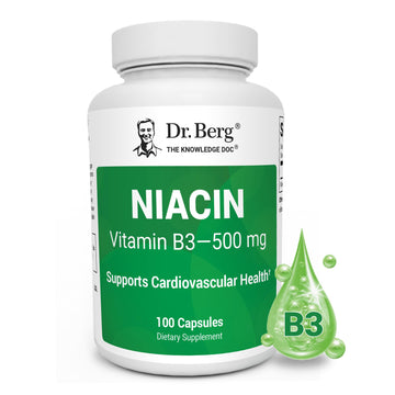 Dr. Berg Highly-Potent Niacin 500 mg – Now Only 125 mg per Capsule for Niacin Flush Tolerance Building – Gradually Increase to 500mg a Day – Vitamin B3 for Heart, Brain & Energy Support – 100 Capsules Dr. Berg Nutritionals buy supplements canada