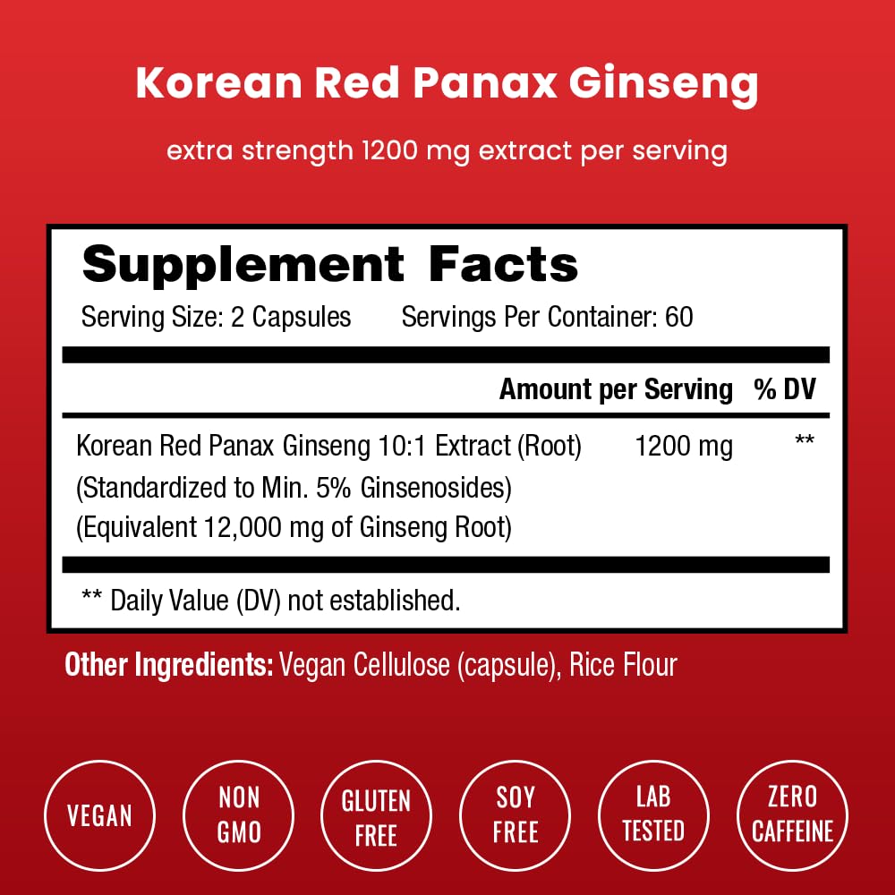 NutraChamps Korean Red Panax Ginseng Capsules | Extra Strength Ginsenosides for Energy, Focus, Performance, Vitality & Immune Support NutraChamps buy supplements canada
