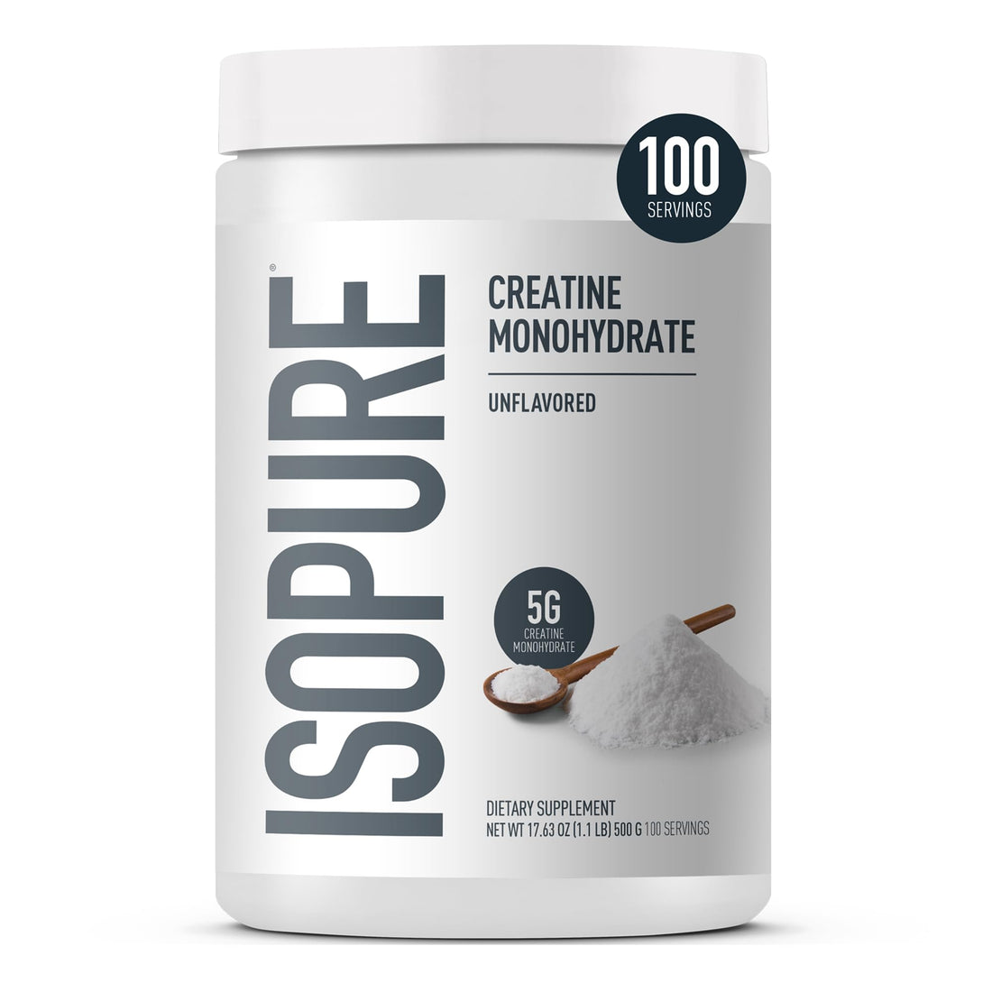 Isopure 100% Pure Creatine Monohydrate Powder, Sugar Free, Unflavored, 5g Creatine Monohydrate Per Serving, 1.1 Lbs, Isopure buy supplements canada