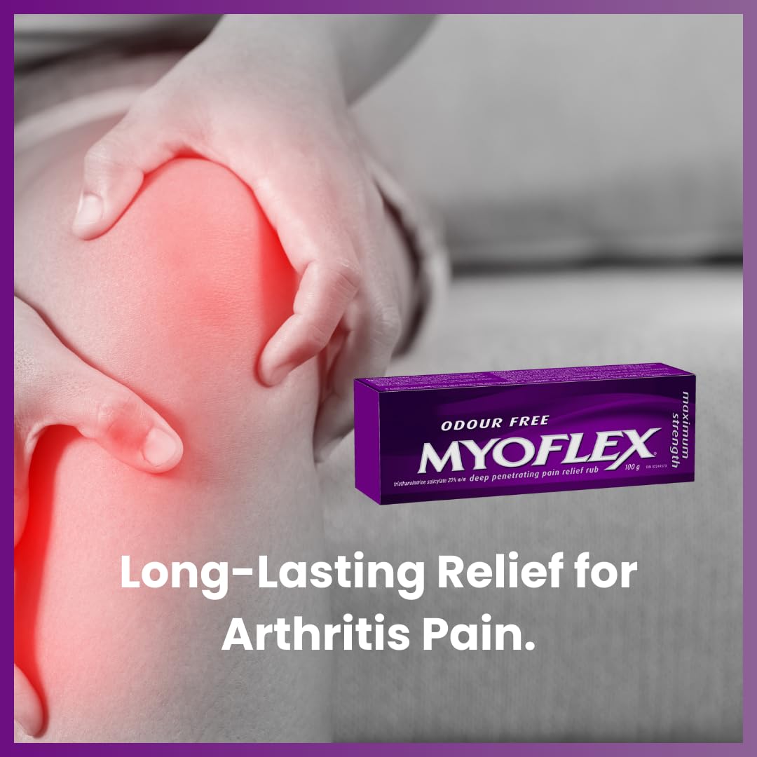 Myoflex Pain Relief Rub | Odourless | Provides Deep Penetrating Relief of Muscle Soreness & Joint Pain | Menthol Free | Stain Free | Non-Greasy | Great for Ages 2+ | 100 Grams (Maximum Strength) Myoflex buy supplements canada