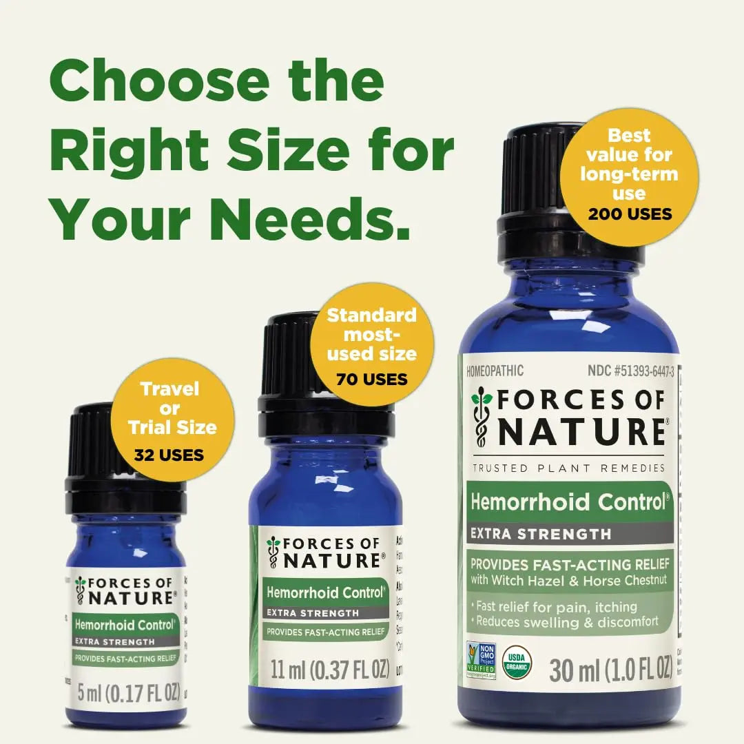 Forces of Nature Hemorrhoid Control Extra Strength, Organic Homeopathic Medicine with Witch Hazel, Horse Chestnut, and Soothing Essential Oils for Itching, Swelling & Discomfort, 5ml (0.17 fl oz) Forces of Nature buy supplements canada
