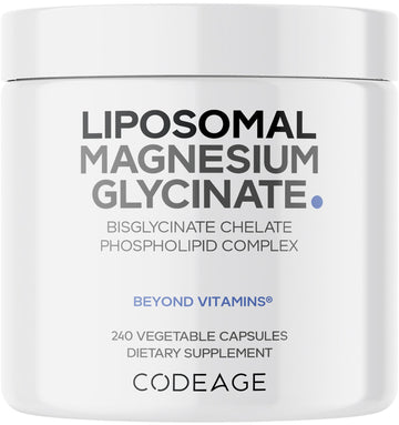 Codeage Liposomal Magnesium Glycinate Supplement, 2-Month Supply, Bisglycinate Magnesium Chelate, Chelated Magnesium Mineral Pills, BioPerine Black Pepper Vitamins Capsules, Non-GMO Vegan, 240 ct Codeage buy supplements canada
