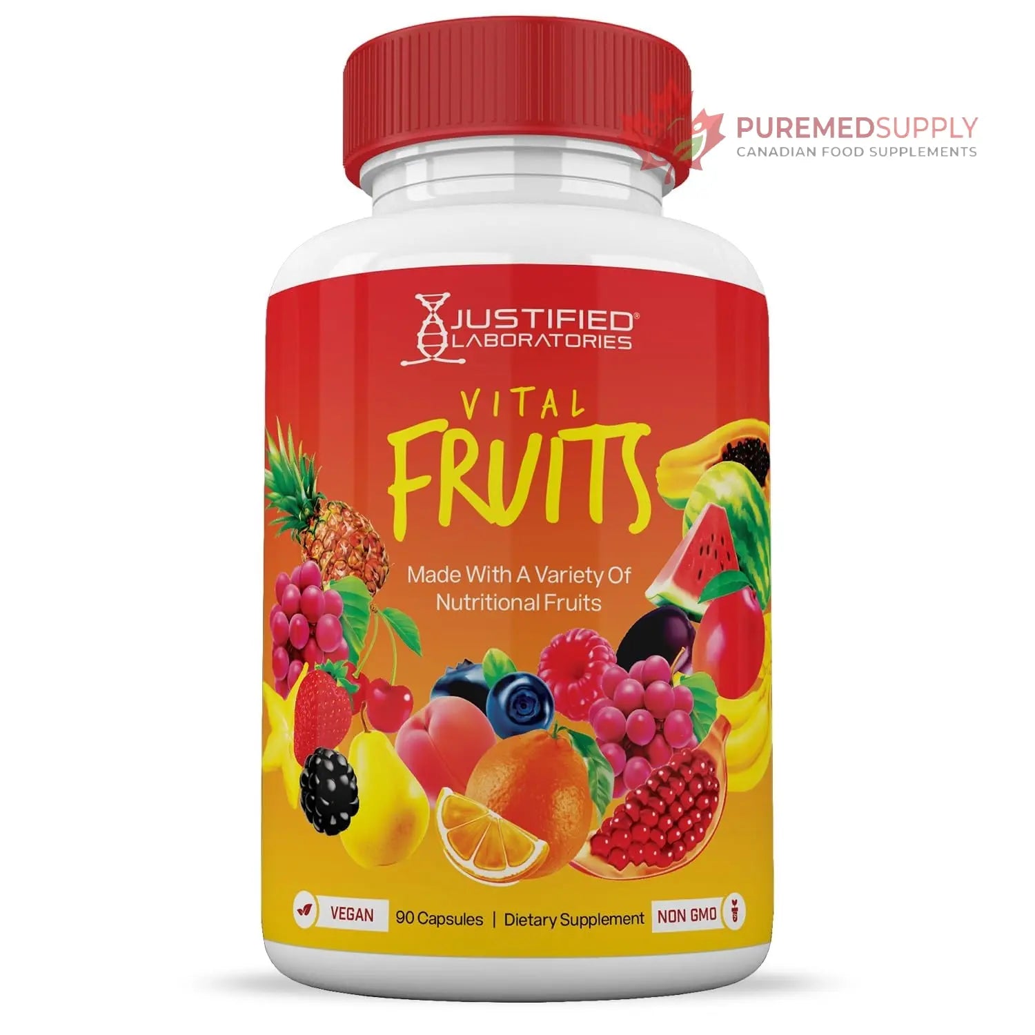 (10 Pack) Vital Fruits and Veggies Supplement Whole Food Red & Green Superfoods Non GMO Vegan Friendly 900 Veggie Capsules 10 Bottles Justified Laboratories buy supplements canada