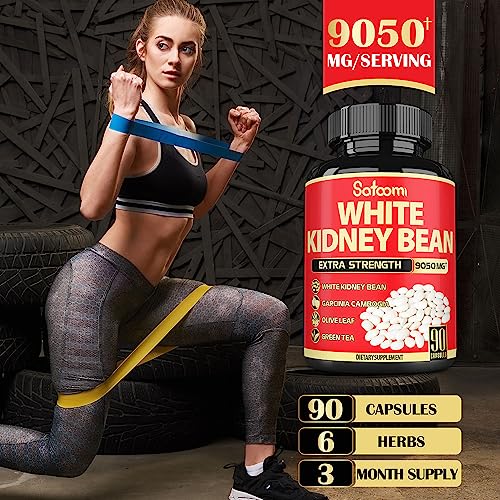 Pure White Kidney Bean Extract Capsules - 6 Herbal Ingredients 9050 mg Equivalent Satoomi buy supplements canada