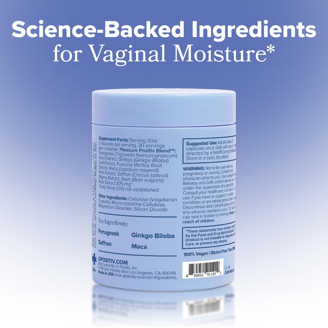 MENO Vaginal Moisture Support Capsules – OBGYN-Formulated to Support Healthy Vaginal Moisture, Mood & Relaxation – Hormone-Free Supplements with Maca Root & Fenugreek Seed Extract – 30 Servings O Positiv buy supplements canada