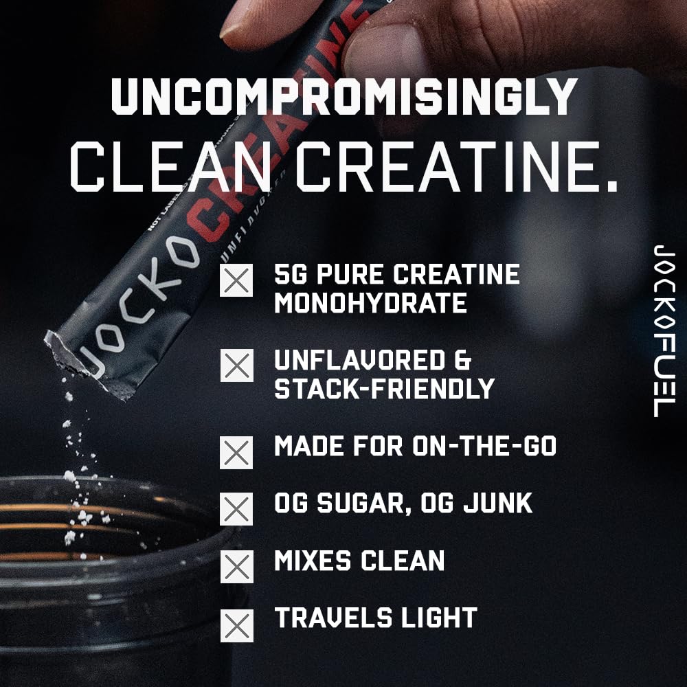 Jocko Fuel Creatine Monohydrate Stick Packs - Pure Micronized Travel Size Powders for Men & Women, Supports Muscle Growth, Strength, Recovery & Cognition, Jocko Fuel buy supplements canada