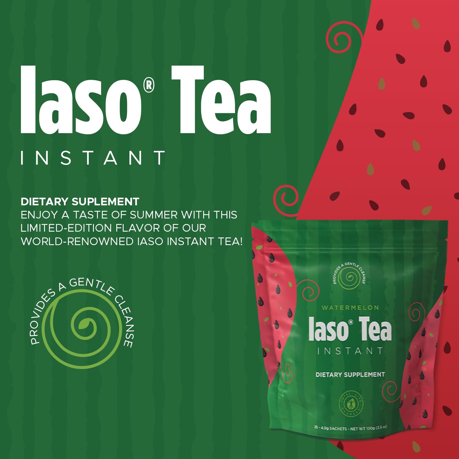 Iaso Instant Tea Watermelon Flavor - 4 grams (25 Sachets) Total Life Changes buy supplements canada