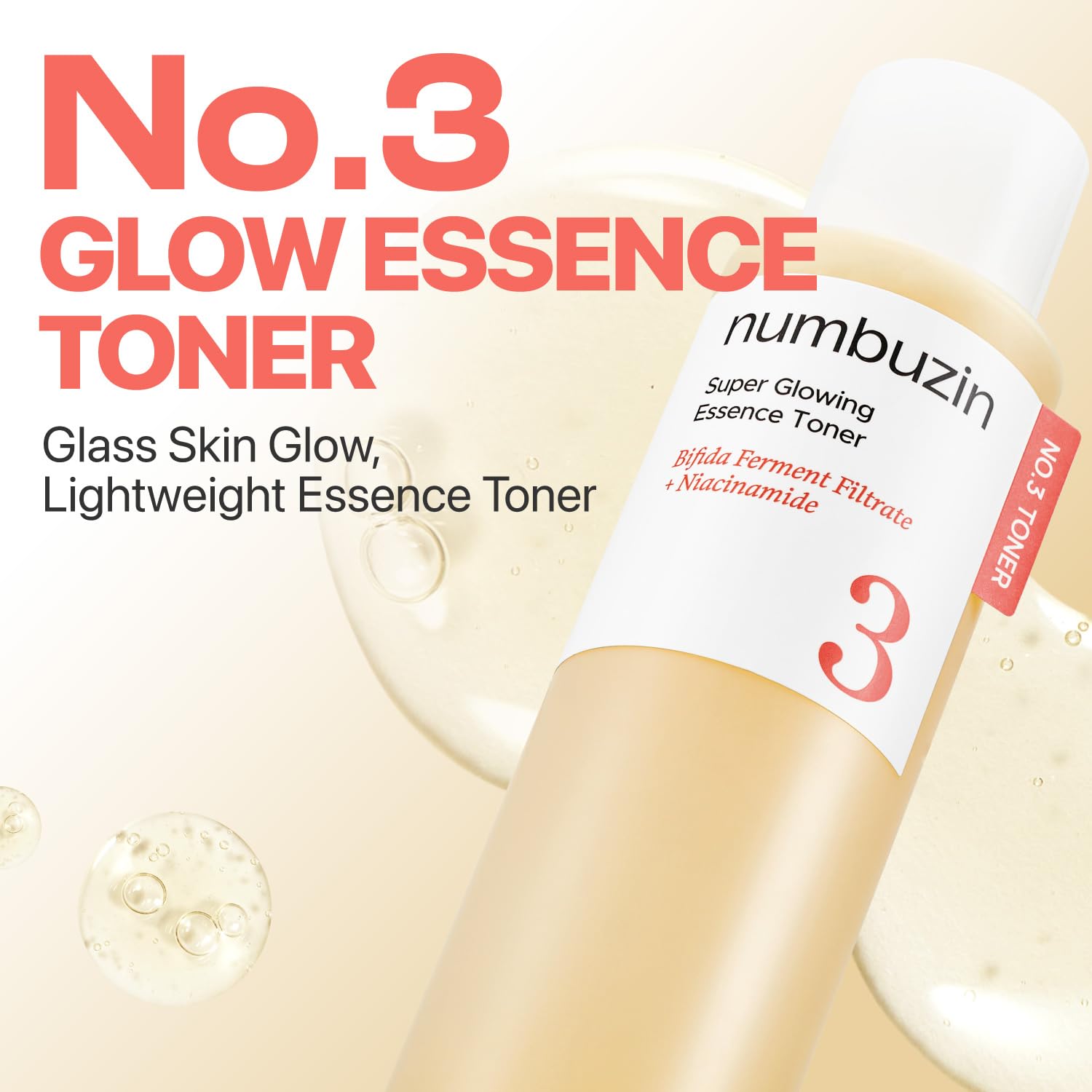 numbuzin No.3 Super Glowing Essence Toner, Fermented Toner for Skin Glow & Texture, Bifida, Niacinamide, Hydrating numbuzin buy supplements canada
