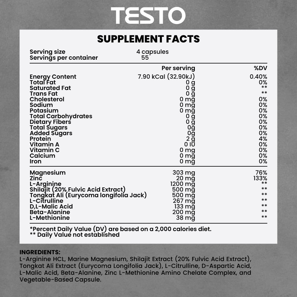 COURA Mens Testo Booster and Multivitamin for Men, 220 Capsules (55 Servings), with Shilajit, Zinc, Magnesium, L-Arginine, and Citrulline, Performance Support COURA buy supplements canada