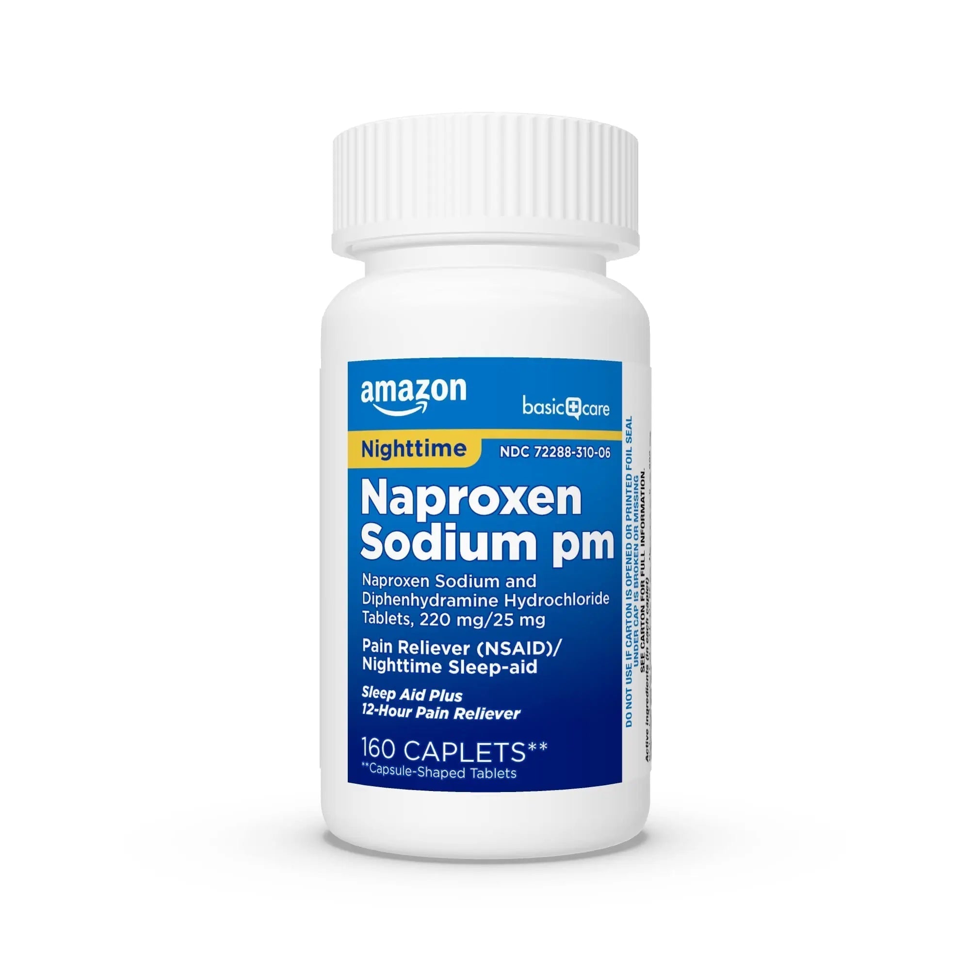Amazon Basic Care All Night Pain Relief PM, Naproxen Sodium 220 mg/Diphenhydramine Hydrochloride 25 mg Tablets, Pain Reliever/Nighttime Sleep-Aid, 160 Count Amazon Basic Care buy supplements canada