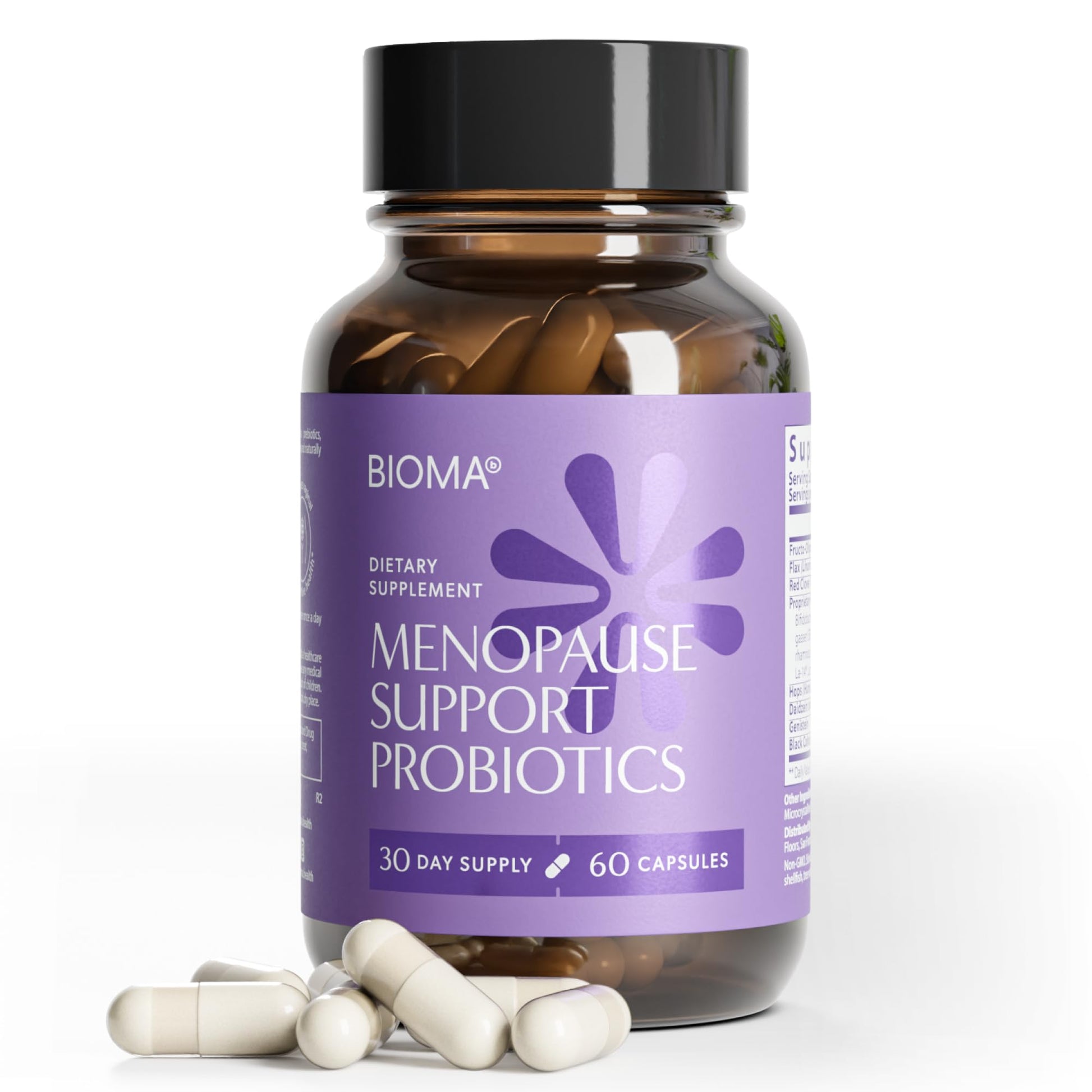 BIOMA Menopause Support Probiotics for Women - Hormone Free Hot Flash & Night Sweat Relief - Gut-Hormone Balance with Phytoestrogens, BB536, Delayed Release (60 Capsules - 30 Day Supply) BIOMA buy supplements canada