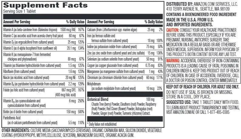 Amazon Elements Women’s One Daily Multivitamin, 59% Whole Food Cultured, Vegan, 65 Tablets, 2 month supply Amazon Elements buy supplements canada