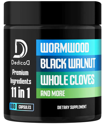 DEDICAD 11in1 Wormwood Capsules - 180 Capsules Extracted from Black Walnut, Cloves, Ginger, Turmeric, Apple, Berberine HCl & More - Support Immune System for 3 Months DEDICAD buy supplements canada